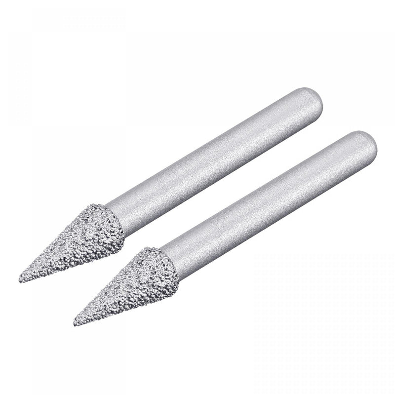  [AUSTRALIA] - uxcell Diamond Mounted Points 60 Grit 8.3mm Brazed Grinder Taper Head 6mm Shank Grinding Rotary Bit Marble Stone Carving Tool 2pcs