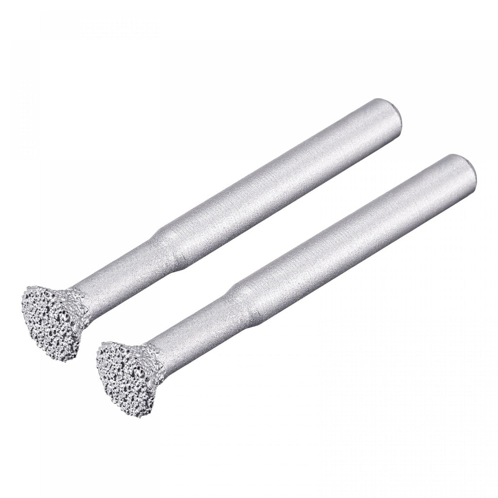  [AUSTRALIA] - uxcell Diamond Mounted Points 60 Grit 10.3mm Brazed Grinder Flat Head 6mm Shank Grinding Rotary Bit Marble Stone Carving Tool 2pcs