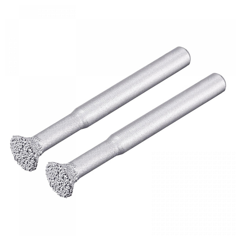  [AUSTRALIA] - uxcell Diamond Mounted Points 60 Grit 10.3mm Brazed Grinder Flat Head 6mm Shank Grinding Rotary Bit Marble Stone Carving Tool 2pcs