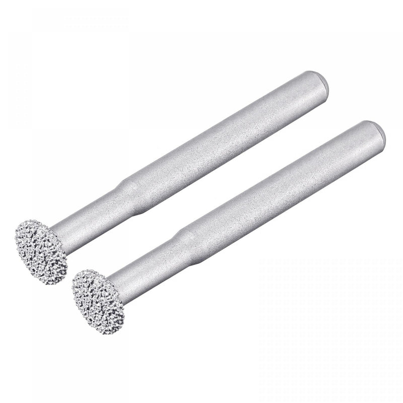  [AUSTRALIA] - uxcell Diamond Mounted Point 60 Grit 10.5mm Brazed Grinder Flat Head 6mm Shank Grinding Rotary Bit Marble Stone Carving Tool 2pcs