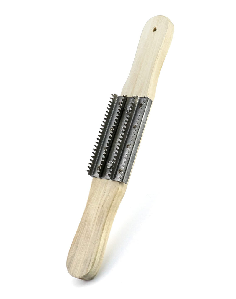  [AUSTRALIA] - QWORK Buffing Wheel Rake, 15" Polishing Rake with Wooden Handle and Stainless steel Rake for Removing Residual Compounds and Metal from Buffing Polishing Wheels