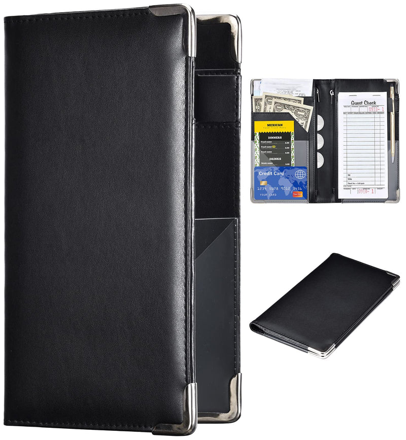  [AUSTRALIA] - Server Books for Waitress - 5x9 Waiter Book Server Wallet with Zipper Pocket, Cute Waitress Book&Waitstaff Organizer with Money Pocket Fit Server Apron Black