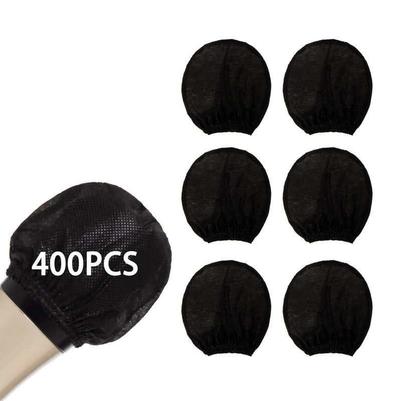  [AUSTRALIA] - Zettokete Microphone Cover Pop Filter 400 PCS,Disposable Mic Cover with Individual Packing,Suit for Most Handheld Microphone,Good for Karaoke Recording Stage Performance,Non-woven,Black 400 PCS-Black