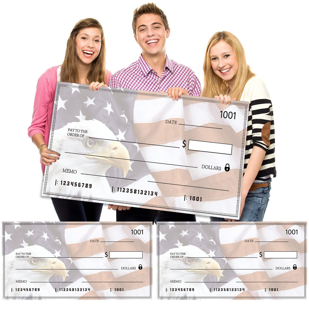  [AUSTRALIA] - 2 Pieces Giant Blank Check Fake Checks Oversized Presentation Check Large Presentation Check for Donation Awards Fundraisers Charity, 30 x 16 Inches (Classic Style) Classic Style