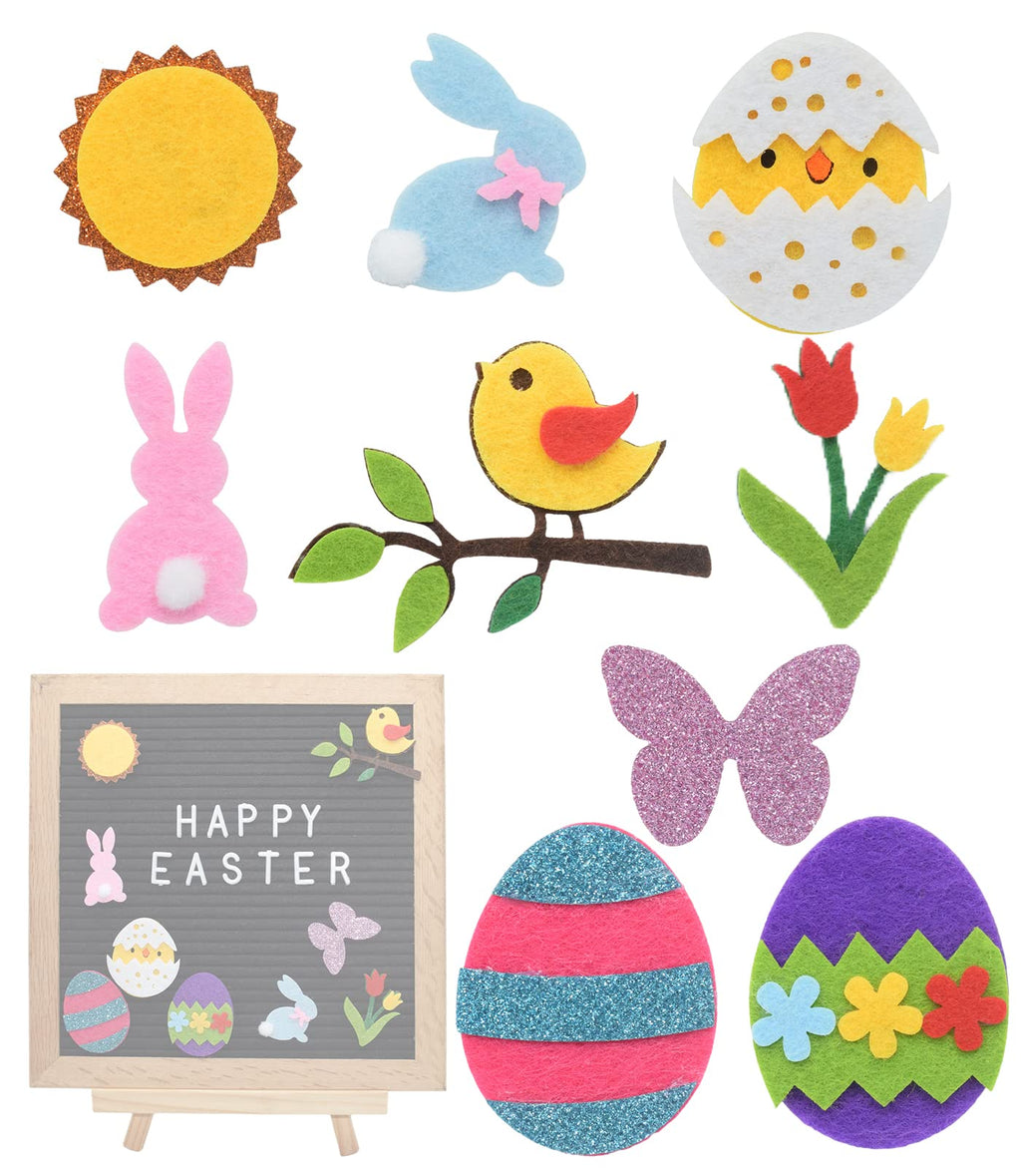  [AUSTRALIA] - 9pcs Easter Icons for Felt Letter Board Decoration Holiday Seasonal Spring Accessories for Felt Board (Board Not Included)