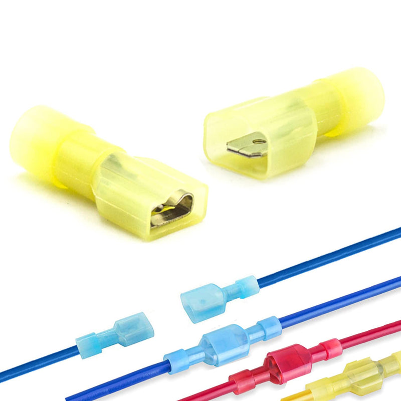  [AUSTRALIA] - 50PCS Spade Quick Disconnect Wire Connectors, 12-10 AWG Male and Female Wire Crimp Terminal(Yellow 25Pairs) 12-10 AWG Yellow