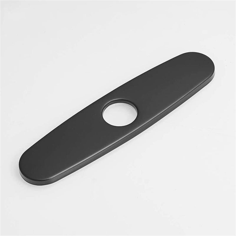  [AUSTRALIA] - Sink Hole Cover Black, 10 Inch Escutcheon Plate Faucet Hole Cover Stainless Steel Deck Plate for Kitchen Faucets 1 or 3 Hole Bathroom Sink, Oval Matte Black
