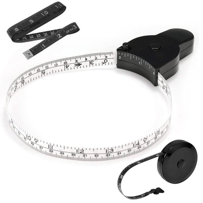  [AUSTRALIA] - 3Pcs Body Measure Tape 60inch (150cm), Automatic Telescopic Tape Measure, Portable and Ergnomic , Retractable Measuring Tape for Body Measurement and Weight Loss Black
