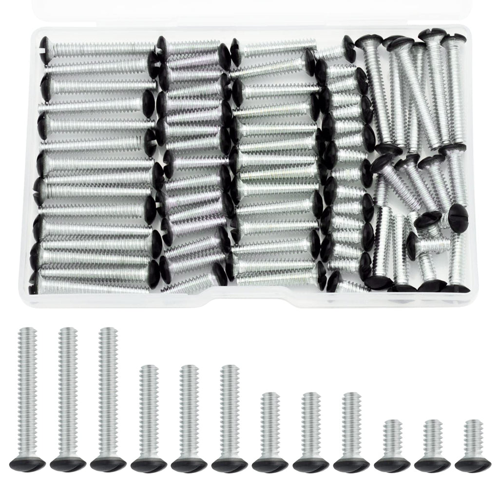  [AUSTRALIA] - Black Wall Plate Screws, 100 Pieces Outlet Screws 4 Length Sizes 6-32 Thread Switch Plate Screws Perfect Replacement for Outlet Cover Screws, Light Plate Screws, Black Screws for Wall Plate, etc.