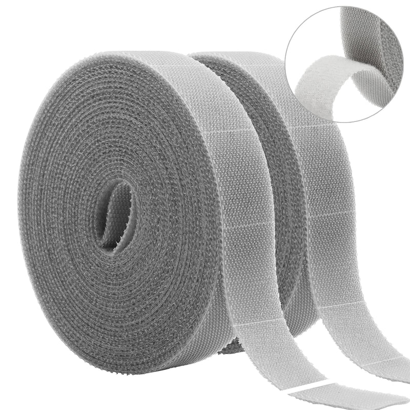  [AUSTRALIA] - 2 Rolls 0.6inX10ft Cable Ties,Hook and Loop Fastening Cord Straps,Wire Ties,Cord Ties,Reusable Self-Gripping Strips,Cord Wrap,Tear-by-Hand Tape,Wire Organizer,Tearable Cable Management Straps-Gray