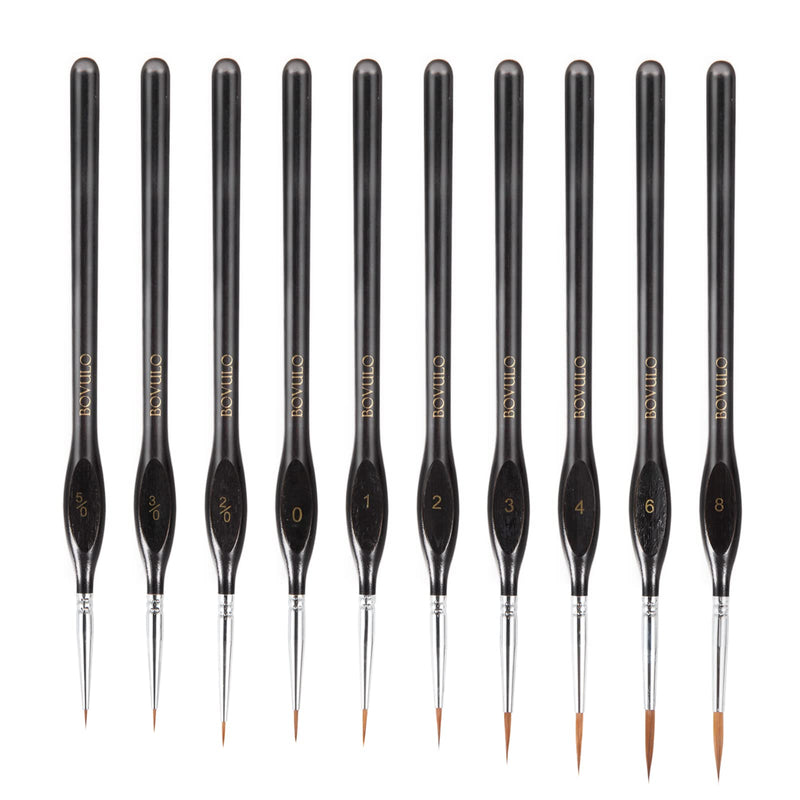  [AUSTRALIA] - 10PCS Detail Paint Brush Set - Durable Miniature Painting Brushes, Micro Paint Brushes for Warhammer 40k Miniature Figure, Model Painting, Fine Detailing, Art Painting by BOVULO