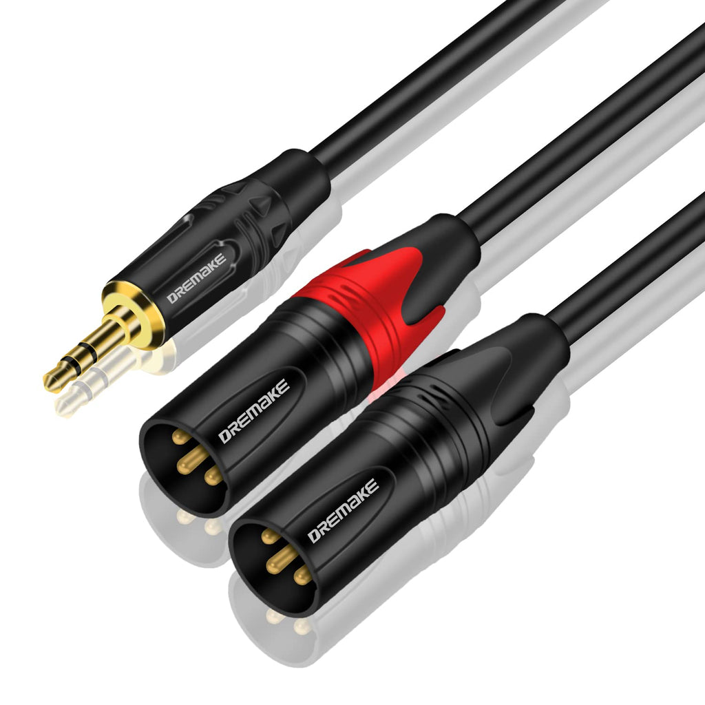  [AUSTRALIA] - DREMAKE TRS 3.5mm 1/8'' Male to Dual XLR 3-Pin Male Audio Breakout Cable, 6FT 3.5mm 1/8 Inch to Dual XLR Male Adapter Interconnect Y Splitter Cable, Jack 3.5mm TRS Stereo to Double XLR Male Patch Cord 6FT/2.0M