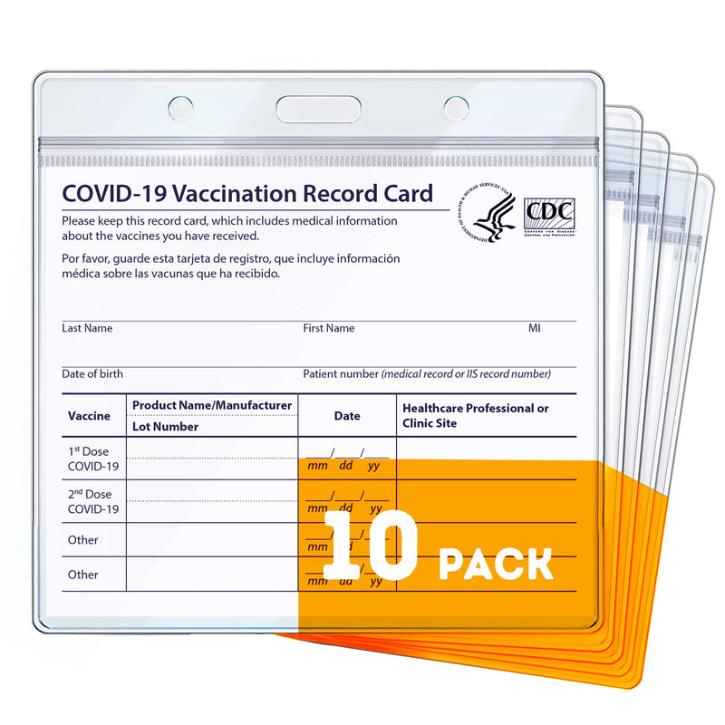  [AUSTRALIA] - (10 Pack) Vaccine Card Holder - Travel Accessories, Vaccine Card Protector, Airplane Travel Essentials ID Badge Holder, CDC Vaccination Covid Card Protector Waterproof, 4" X 3" Name Tag Holders.