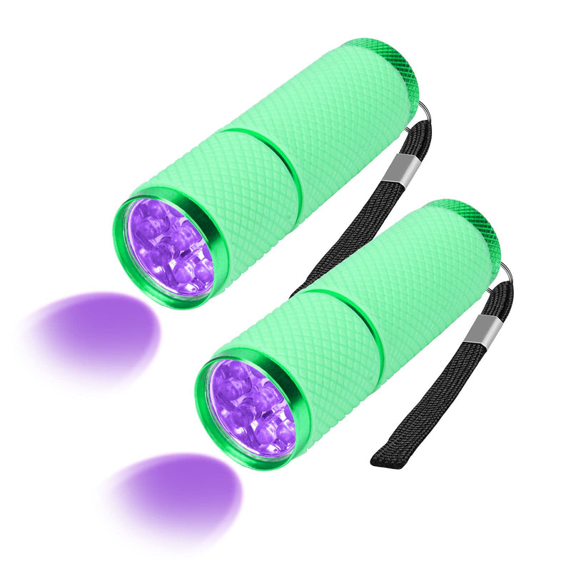  [AUSTRALIA] - COSOOS Mini Blacklight Flashlight, 9 LED Small Glow Handheld UV Lights, Portable Black Light for Dog Pet Urine Stains, Bed Bugs and Nail Dryer for Nail Gel. (Green) Green