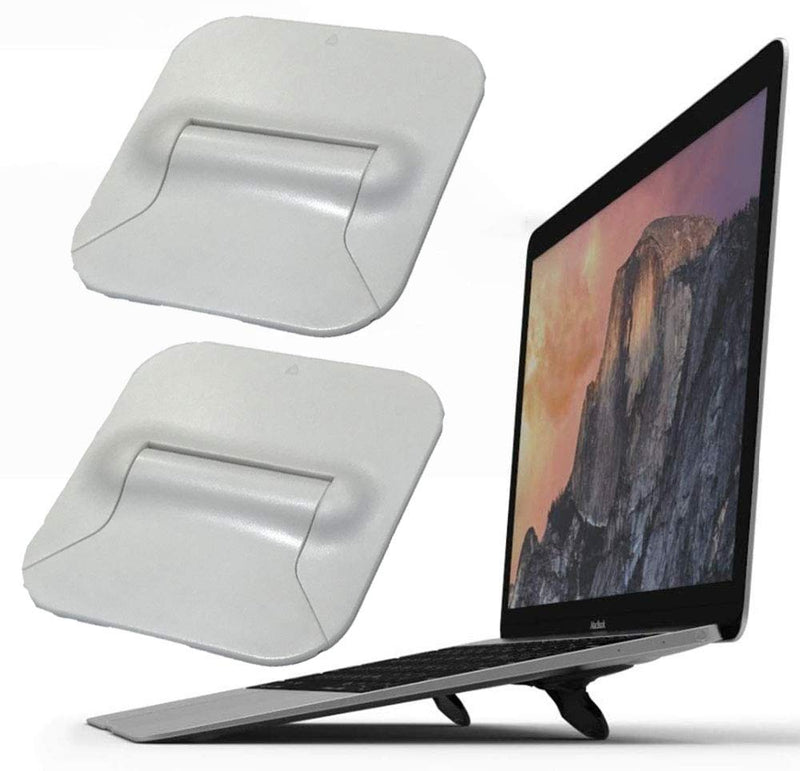  [AUSTRALIA] - Computer Keyboard Riser Stand, Mini Invisible Ergonomic Tilted Laptop Stand Holder Mount, Foldable Elevated Travel Tablet Notebook Pad Phone Cooler for MacBook Air Pro Lenovo HP &More (White, 2PCS)