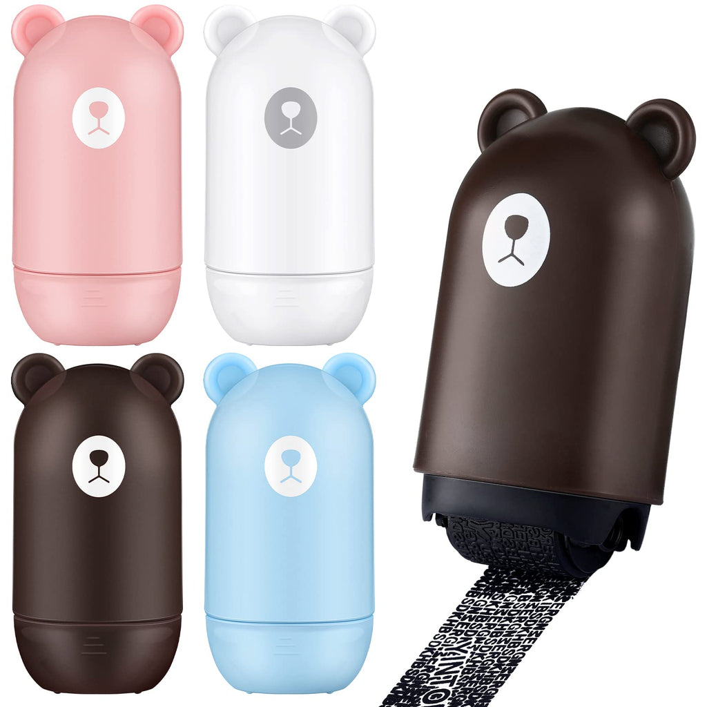  [AUSTRALIA] - 4 Pcs ID Protection Roller Stamp Identity Theft Prevention Security Stamp Cute Bear for Privacy Protection, Mail, ID Blockout and Address Blocker, 4 Colors