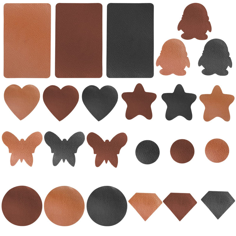  [AUSTRALIA] - LYroo 24 PCS Self-Adhesive Leather Repair Patch Tape Sticker for Sofa,Bag,Furniture,Car Seats(Black,Brown and Grey Brown)