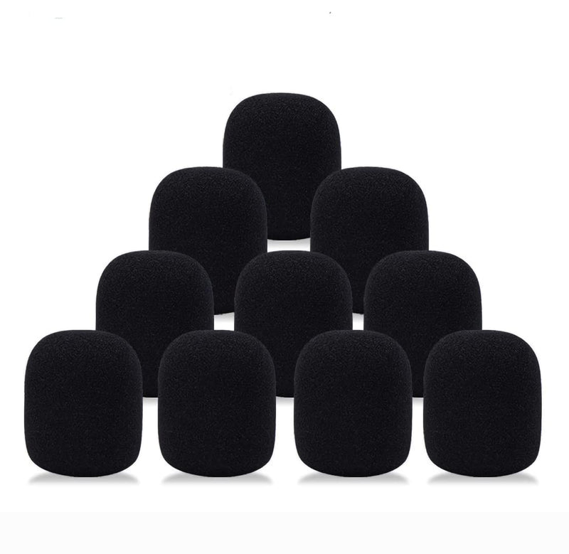  [AUSTRALIA] - Microphone windscreen Foam Cover mic Cover Microphone Cover Set 10 Pack Thick (Black) Black