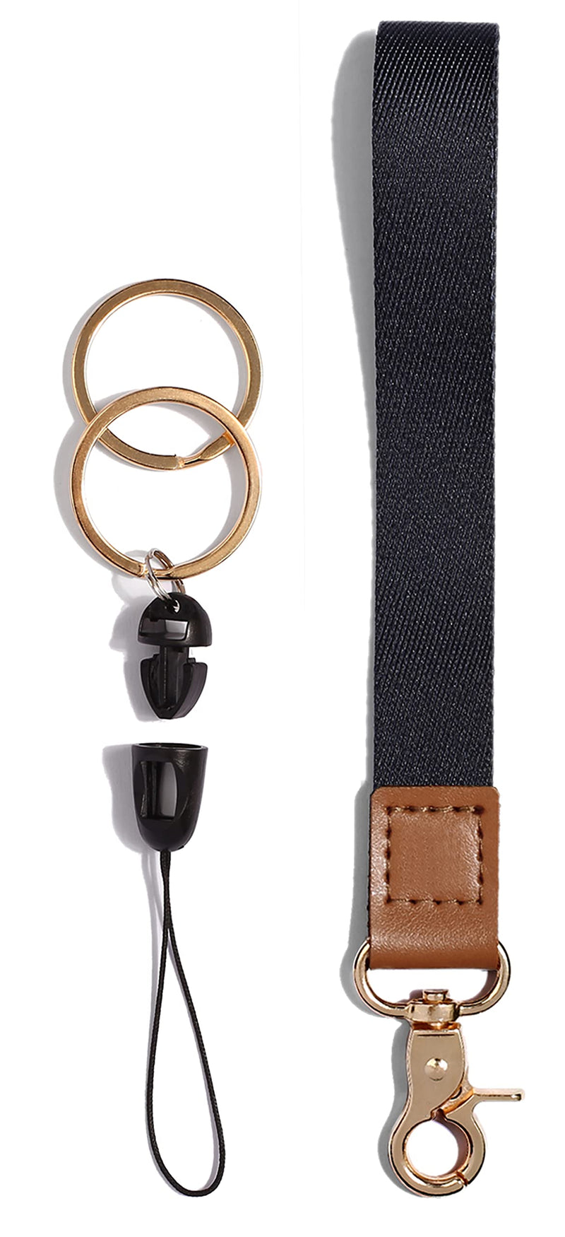  [AUSTRALIA] - Wrist Lanyards Key Chain Holder Premium Quality Wristlet Lanyard Keychain for Women (Black) Black