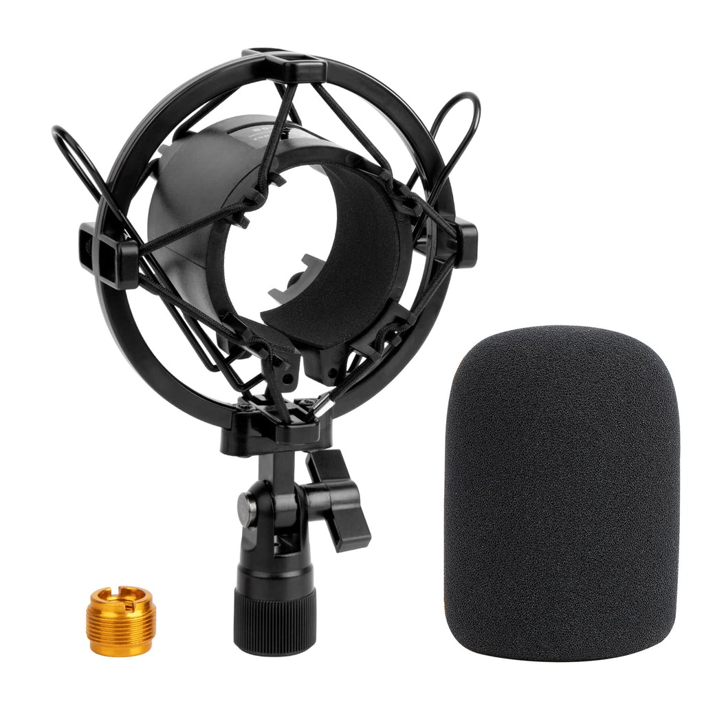  [AUSTRALIA] - Microphone Shock Mount with Pop Filter, Mic Anti-Vibration Suspension Shock Mount Holder Compatible for Audio Technica AT2020 AT2035 ATR2500 Mic by WIBOND