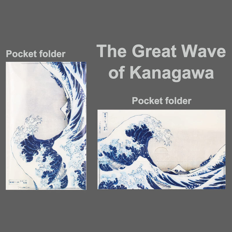  [AUSTRALIA] - Hokusai Plastic Bill Folder, Poly Project Pocket, Copy Safe, Decorative Colored Paint, A5 Envelope Type, 2 Pockets/Pack