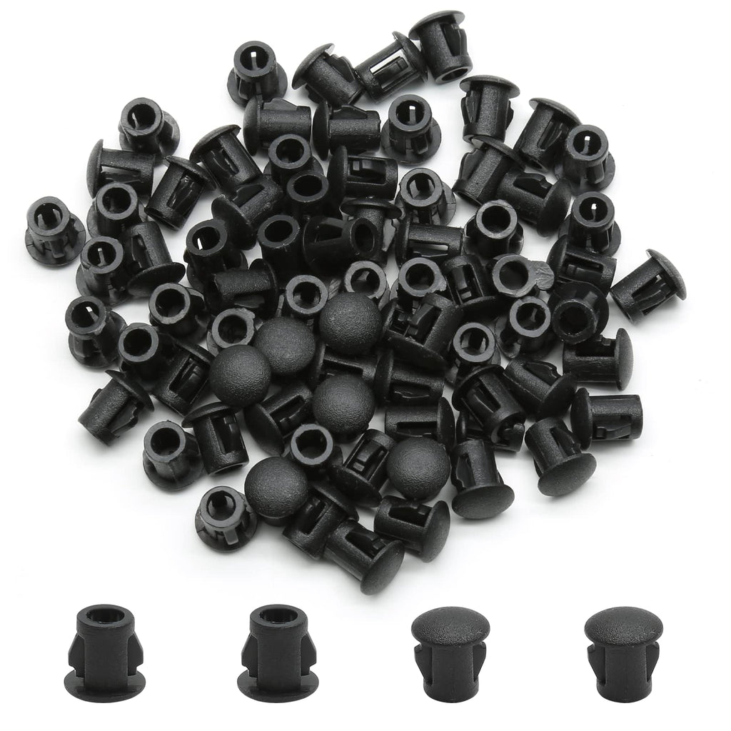  [AUSTRALIA] - Suiwotin 100PCS 5mm/0.19" Black Hole Plugs Plastic Flush Type Hole Plugs Snap in Locking Hole Tube, Furniture Fencing Post Pipe Insert End Caps (Black) 5mm (0.19")