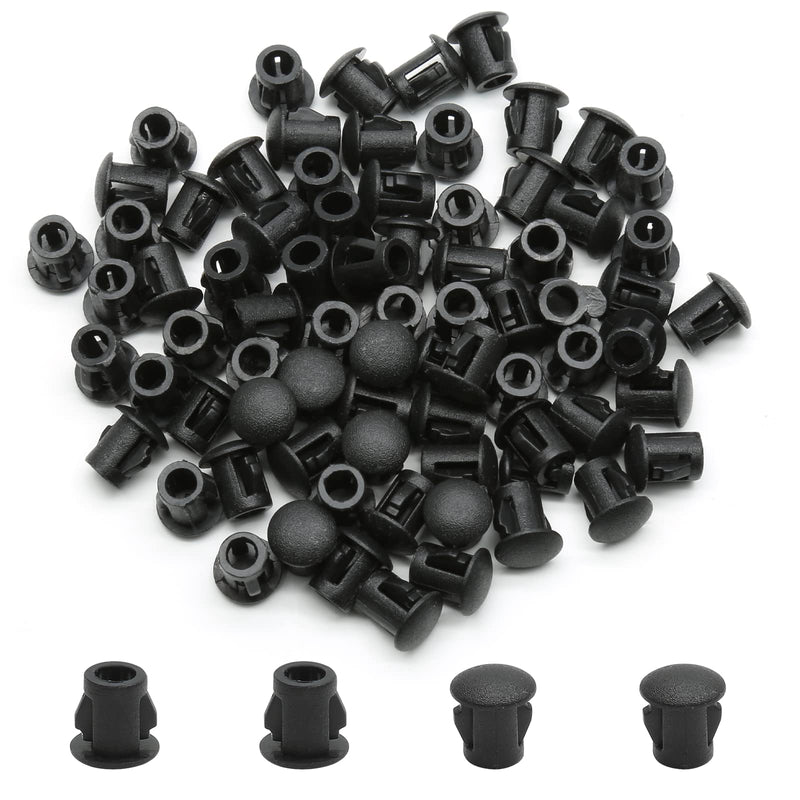  [AUSTRALIA] - Suiwotin 100PCS 5mm/0.19" Black Hole Plugs Plastic Flush Type Hole Plugs Snap in Locking Hole Tube, Furniture Fencing Post Pipe Insert End Caps (Black) 5mm (0.19")