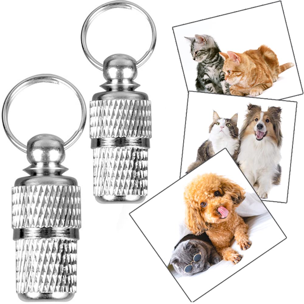  [AUSTRALIA] - Anti-Lost Pet ID Tag Barrel,Stainless Steel Pet ID Tags,Pet Puppy Kitten ID Tags Address Name Label (2) 2