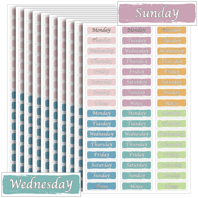 [AUSTRALIA] - 480 Pcs Day of The Week Stickers Silver Foiled Date Covers Decorative Stickers Monday to Sunday Self Adhesive Stickers for Planner Removable Day Labels for Journal School (1.6 x 0.4 Inch, Square) 1.6 x 0.4 Inch