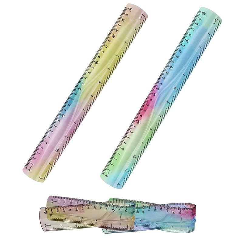 [AUSTRALIA] - 2 Pcs Flexible Ruler 12 Inches Bendable Ruler Soft Ruler for Kids Students Inches and Metric Ruler for Schools, Homes, Offices