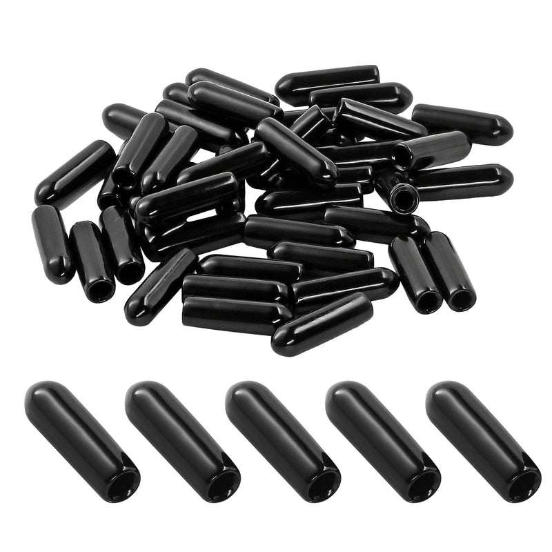  [AUSTRALIA] - Jamiikury 60PCS Screw Thread Protectors 3mm ID Rubber End Caps Vinyl Flexible End Caps Round Tube Bolt Cap (Black, 60PCS) 3mm - 60PCS