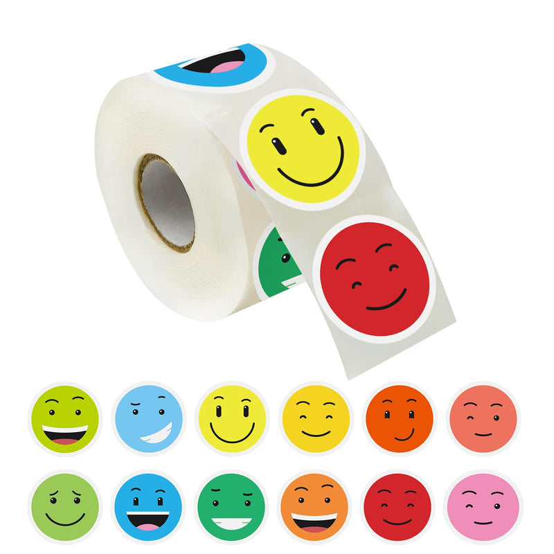  [AUSTRALIA] - 600Pcs Smiley Face Stickers, 1'' Round Happy Face Stickers, 9 Designs, Toddler Stickers for School and Family Rewards