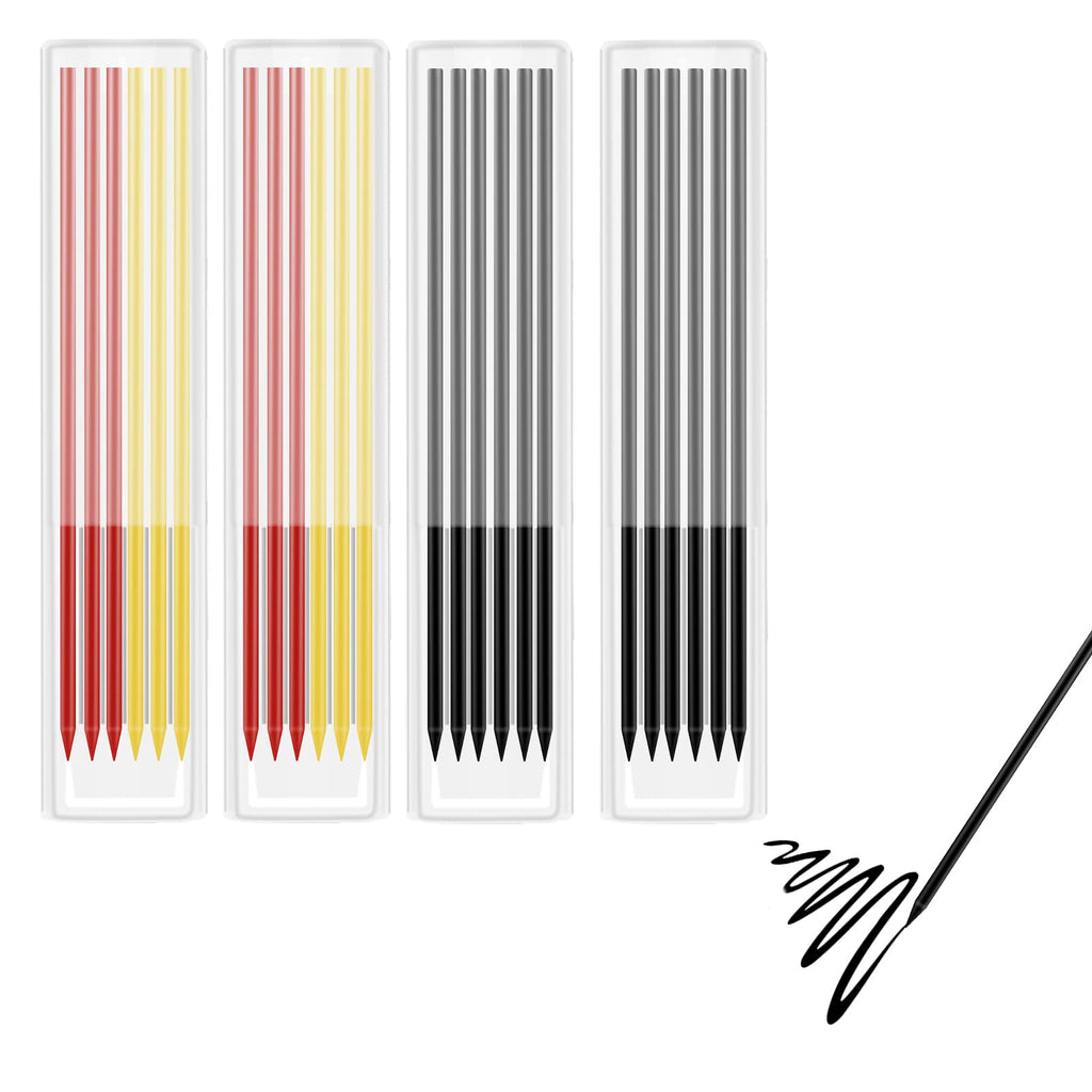  [AUSTRALIA] - AIEX 24 Pcs 2.8mm Pencil Refills, Multicolor Solid Carpenter Pencil Refills for Carpenter Mark Pencils Scriber Architect Drawing Marking (Grey, Red and Black)