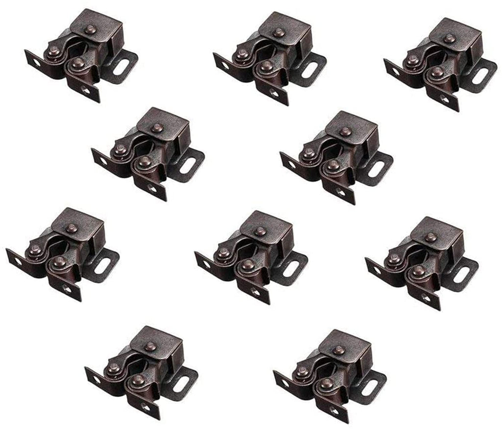  [AUSTRALIA] - XMHF 10 Pcs Double Roller Catch Cupboard Cabinet Door Latch Home Kitchen Tools Copper Tone