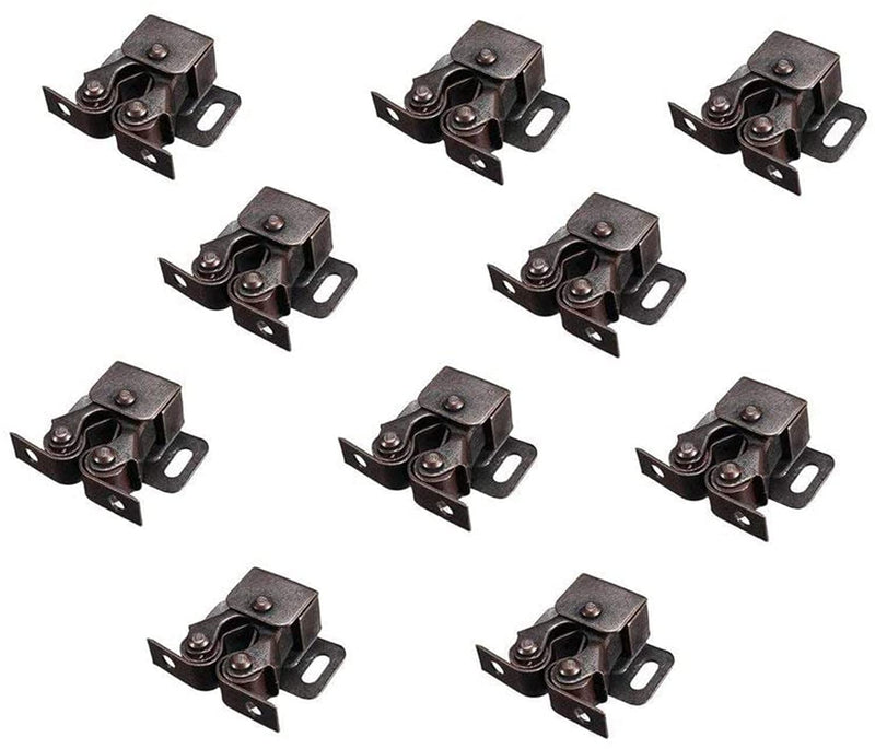  [AUSTRALIA] - XMHF 10 Pcs Double Roller Catch Cupboard Cabinet Door Latch Home Kitchen Tools Copper Tone