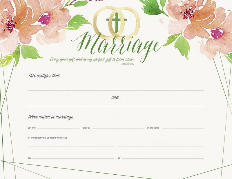 [AUSTRALIA] - Anchor Wallace Blank Marriage Certificates - Pack of 6 - Every Good Gift and Every Perfect Gift is from Above (James 1:17)