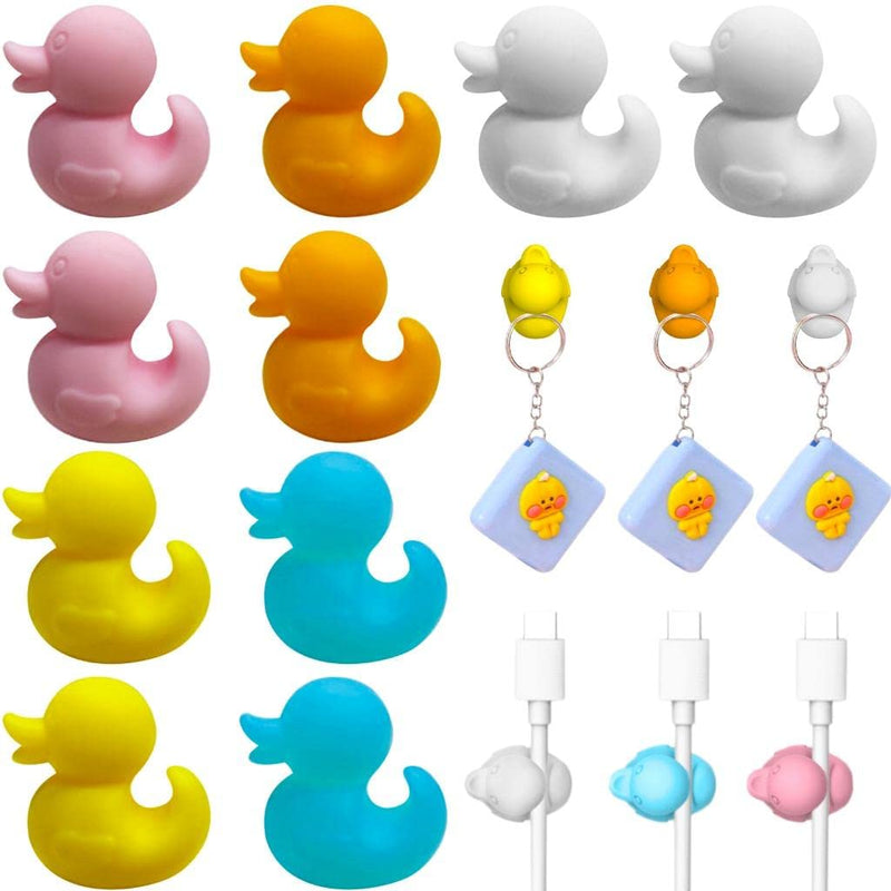  [AUSTRALIA] - kekafu 10Pcs Silicone Duck Wall Hook Hangers Self-Adhesive Key Hook Cable Organizer Desktop Cord Wire Clips Keeper Multi-Function for Data Cable Toothbrush Key Storage