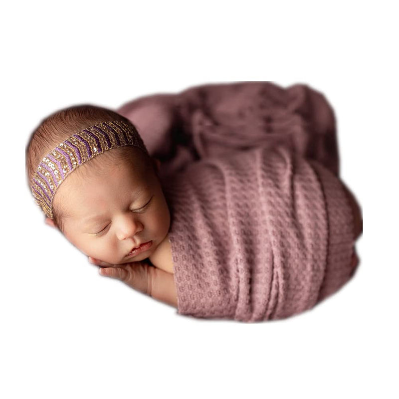  [AUSTRALIA] - Newborn Photography Props Blanket Wrap Soft Knitted Stretch Baby Boys Girls Photoshoot Prop Cloth (Lotus Color) Lotus Color
