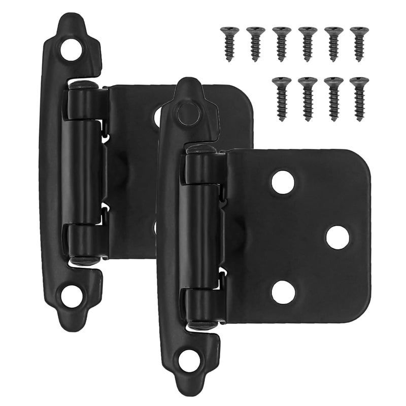  [AUSTRALIA] - NYTiger 2 PCS Self Closing Matte Black 1/2" Overlay Cabinet Door Hinges, Kitchen Cabinet Door Hinges with Screws 2 Packs-1/2" Overlay