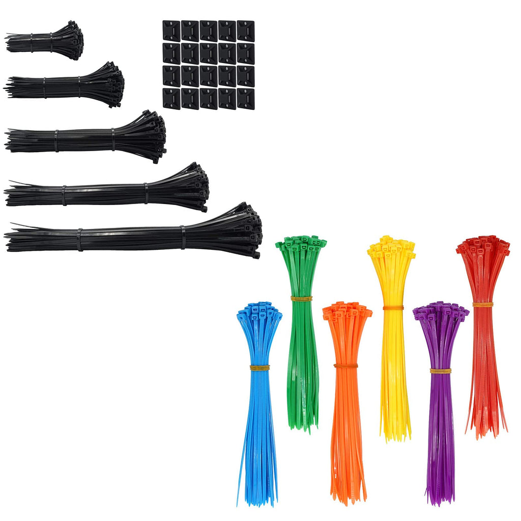  [AUSTRALIA] - 900pcs Standard Self-Locking Nylon Cable Zip Ties Assorted Sizes 4/6/8/10/12 Inch with cable mount