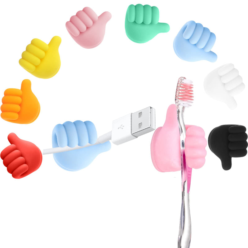  [AUSTRALIA] - 8Pcs Self-Adhesive Silicone Thumb Wall Hook Cable Clip Multi-Function Silicone Toothbrush Holder Key Utility Hook Earphone Organizer Desk Cord Wire Keeper for Data Cable Earphone Belt Hat Key Storage 8pcs