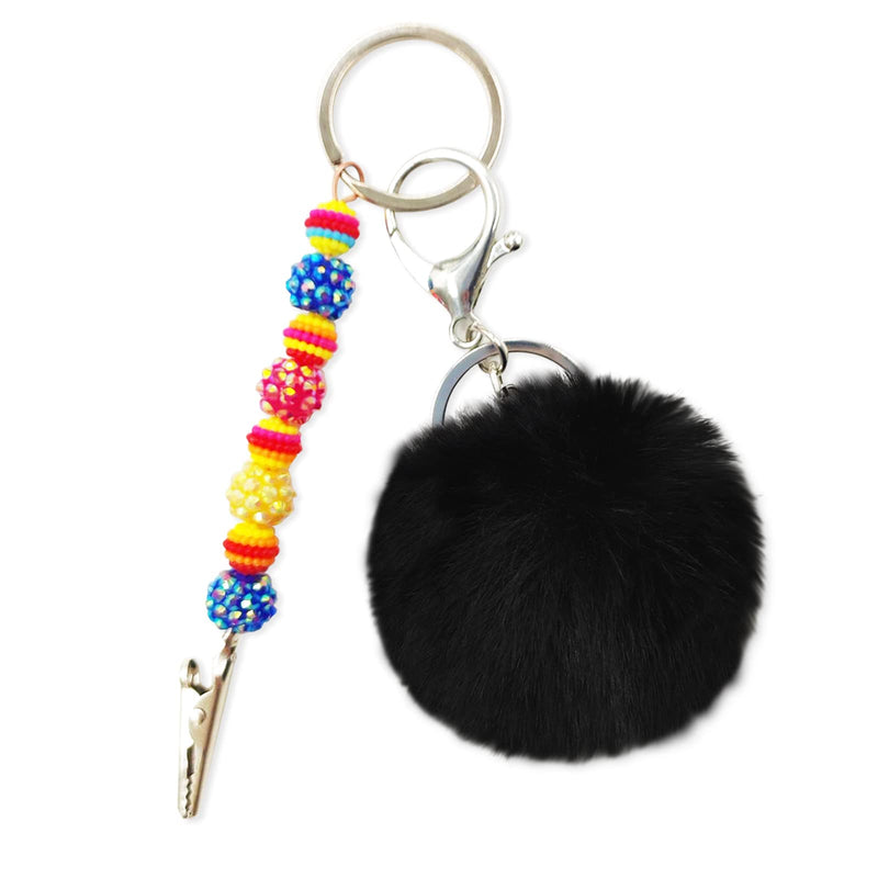 [AUSTRALIA] - Card Grabber Card Clip For Long Nails, Cute Acrylic Debit Bank Card Grabber Keychain with Plastic Clip For Women Bead Black