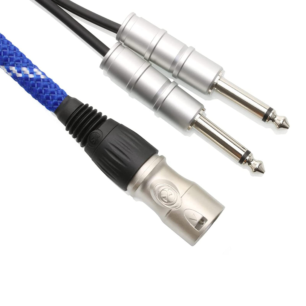  [AUSTRALIA] - XLR Male to Dual 1/4 inch TS Male Microphone Cable 6N OFC Nylon Braid Nickel Plated Double 6.35mm TS Male to 3 Pin XLR Male Stereo Adapter Mic Cord for Microphone Amplifier by gotor (3.3 Feet) 3.3 Feet