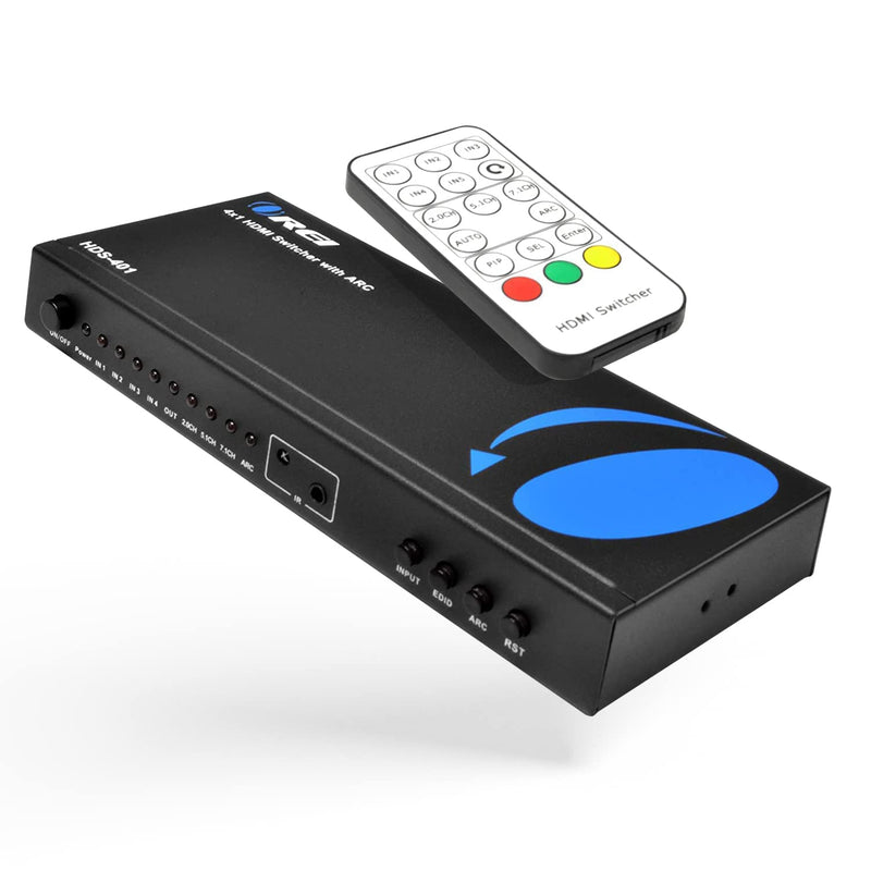  [AUSTRALIA] - OREI 4K HDMI Switcher 4 x 1, Switch ARC Audio Extractor Supports Upto 4K 2K 30Hz 1080P IR Remote Control