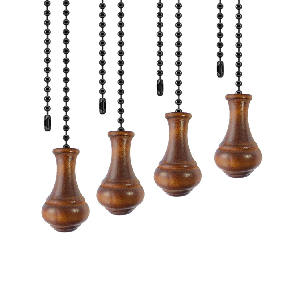  [AUSTRALIA] - 4 Pieces Ceiling Fan Chain Pulls Wooden Pull Chain Extension Pull Chain for Ceiling Light Lamp Fan Chain (Walnut Color) Walnut Color - B