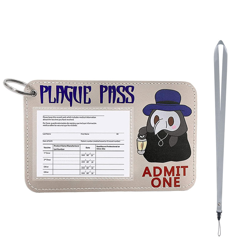  [AUSTRALIA] - 4.5 X 3.2 Cute Vaccine Card Holder, Cartoon Leather ID Vaccination Card Protector Name Tags Badge Card Holders with Skin-Friendly Lanyard, Funny Card Protector with Transparent Window (1pcs grey) 1pcs grey