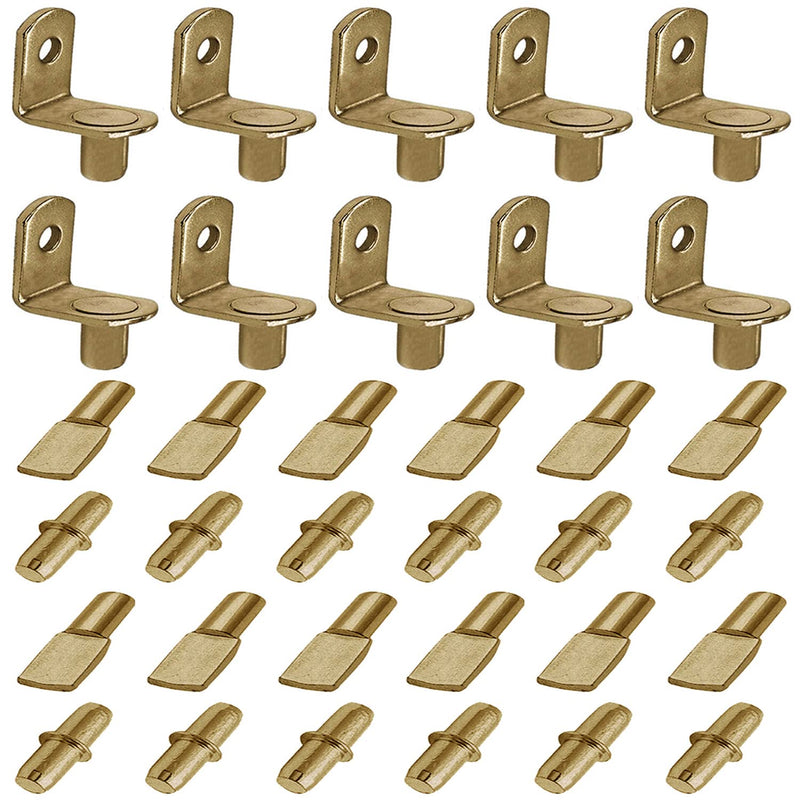  [AUSTRALIA] - 60 Pcs Shelf Bracket Pegs Stainless Steel Shelf Pins Support Shelf Peg Pin Supports, 3 Styles Bronze Plated