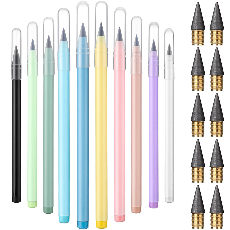  [AUSTRALIA] - Inkless Magic Pencil Everlasting Pencil with Eraser Eternal Pencil Erasable Reusable Pencil with Replacement Nib for Children Writing, Drawing, Drafting, Home Office School Supplies (10) 10