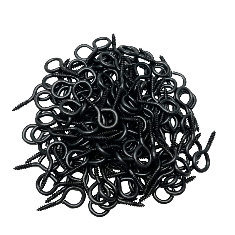  [AUSTRALIA] - 1 Inch 120 Pcs Small Screw Eyes Metal Screw Hooks Ring Screws Fasteners Hardware Tools Black