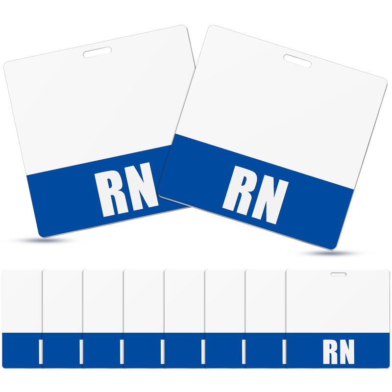  [AUSTRALIA] - 10 Pieces RN Badge Card Nurse Badge Tag ID Badge Buddy Double Sided RN Badge PVC Badge Holders Badge Tags with Blue Background for Resident Nurses (Blue,3.4 x 3.3 Inch) 3.4 x 3.3 Inch